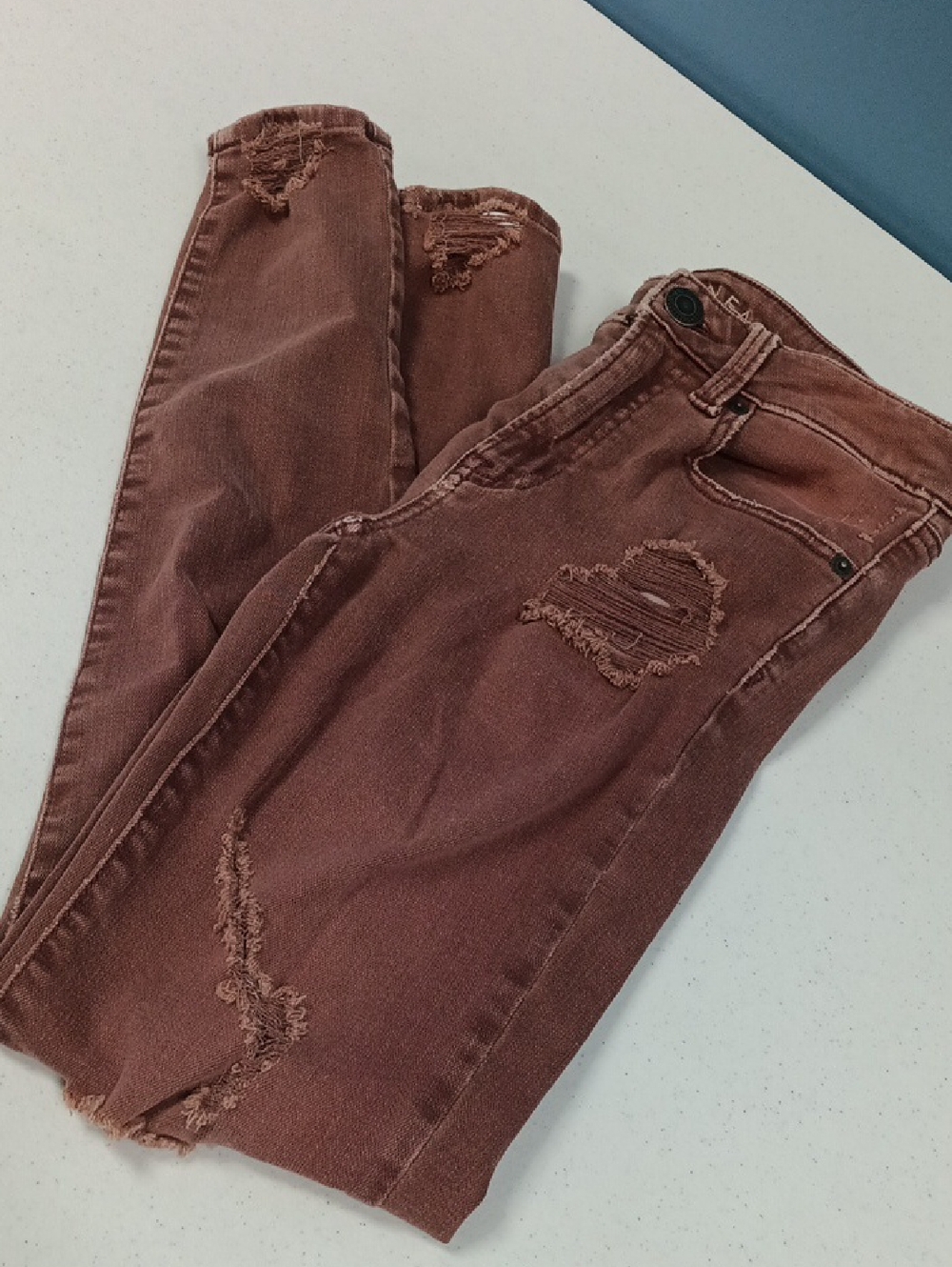 American Eagle Outfitters Rust Brown Distressed Skinny Jeans